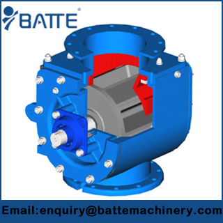 Rotary valve used with volumetric feeders